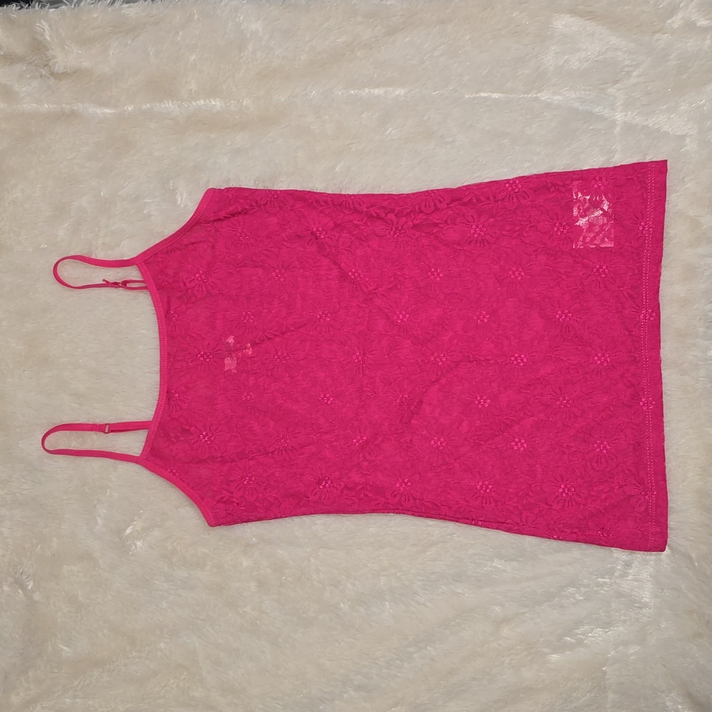 Grane Hot Pink Floral Lace Camisole Top (EUC)